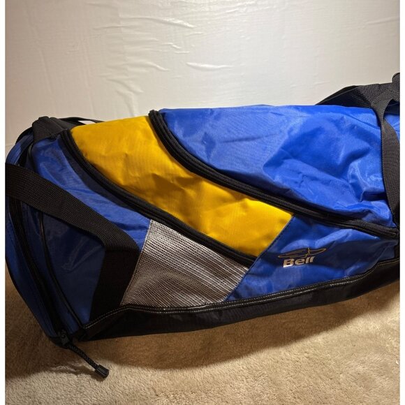 Blue & Yellow Bell Sports Duffel Bag Mesh Pockets & Adjustable Strap Travel 22" - Picture 8 of 11
